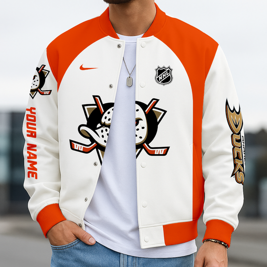 LIMITED EDITION - NEW CUSTOMIZED NHL09 AHD ANAHEIM DUCKS BASEBALL JACKET