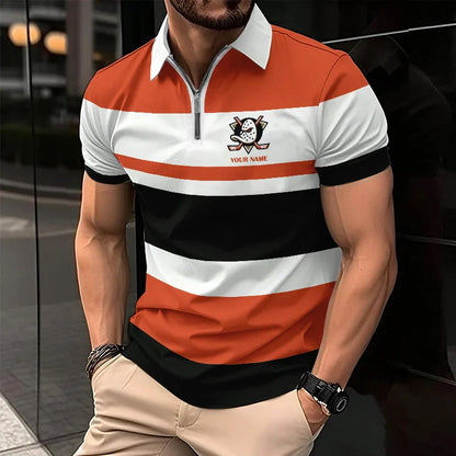 LIMITED EDITION - NEW CUSTOMIZED NHL09 AH DUCKS ZIP POLO SHIRT