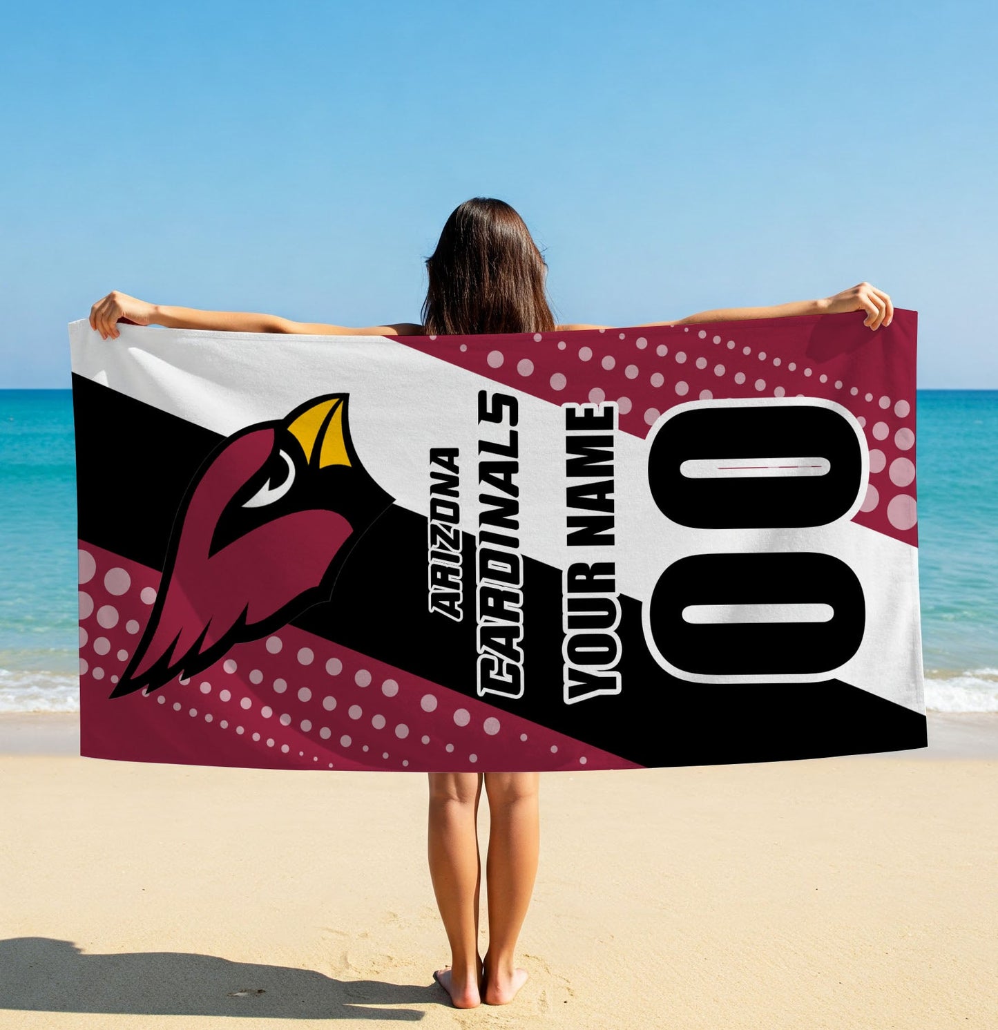 LIMITED EDITION - NEW CUSTOMIZED NFL20 ARC ARIZONA CARDINALS BEACH & BATH TOWEL