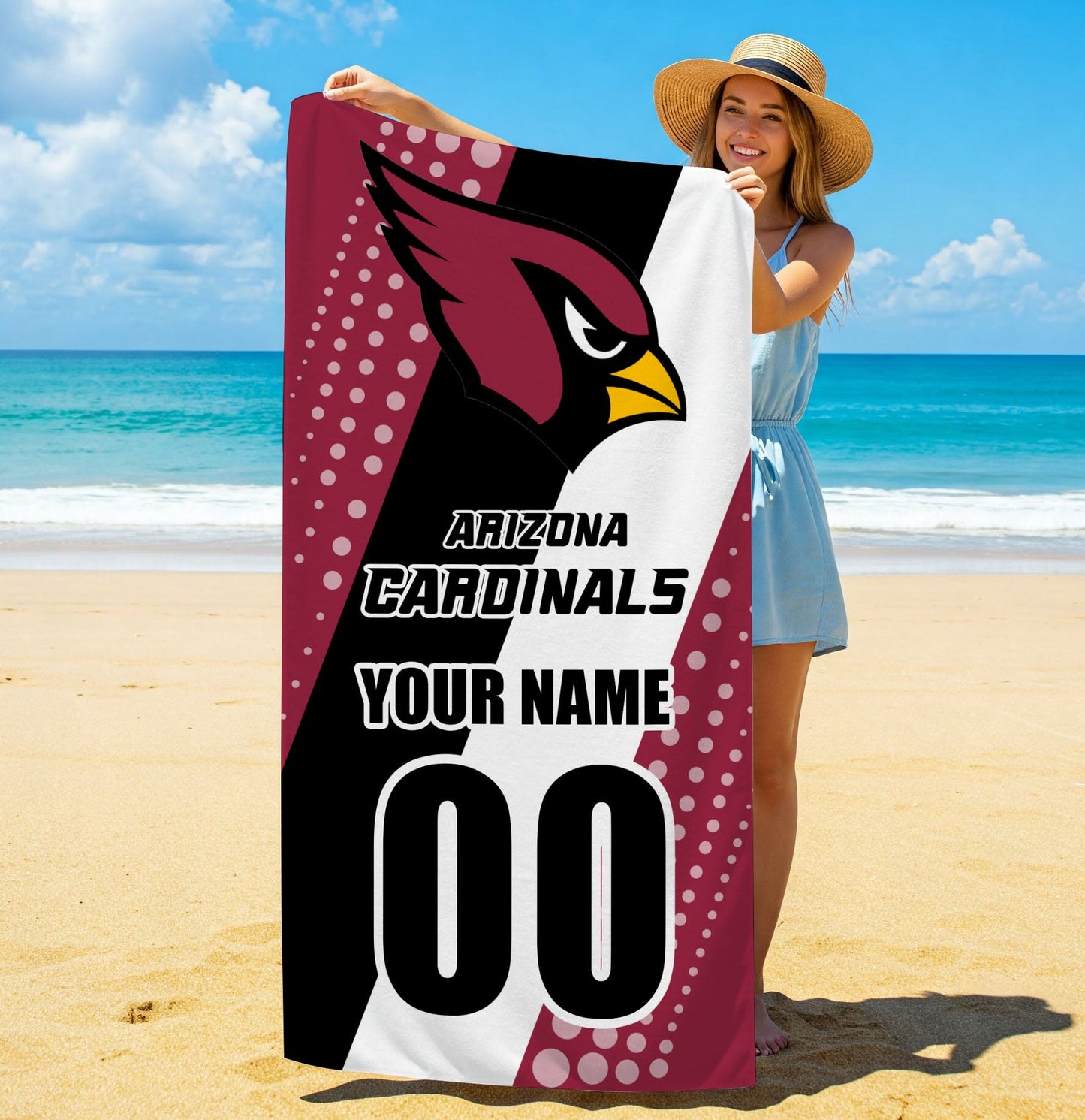 LIMITED EDITION - NEW CUSTOMIZED NFL20 ARC ARIZONA CARDINALS BEACH & BATH TOWEL