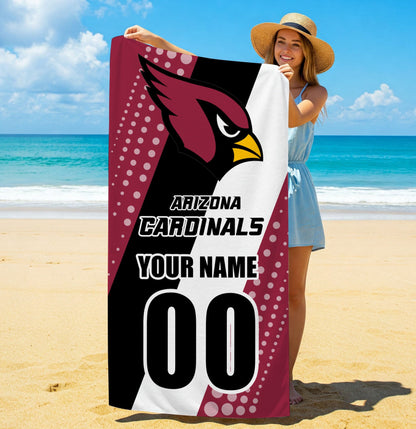 LIMITED EDITION - NEW CUSTOMIZED NFL20 ARC ARIZONA CARDINALS BEACH & BATH TOWEL
