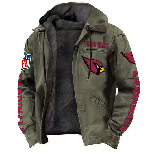 LIMITED EDITION - NEW CUSTOMIZED NFL20 ARC ARIZONA CARDINALS HOODED CARDIGAN JACKET