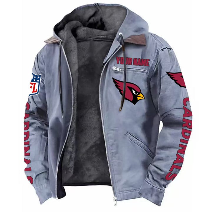 LIMITED EDITION - NEW CUSTOMIZED NFL20 ARC ARIZONA CARDINALS HOODED CARDIGAN JACKET