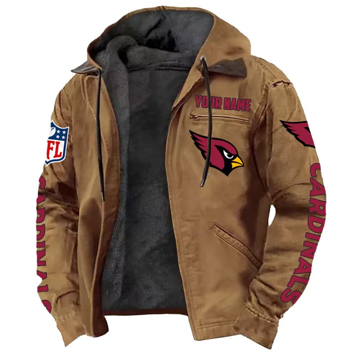 LIMITED EDITION - NEW CUSTOMIZED NFL20 ARC ARIZONA CARDINALS HOODED CARDIGAN JACKET