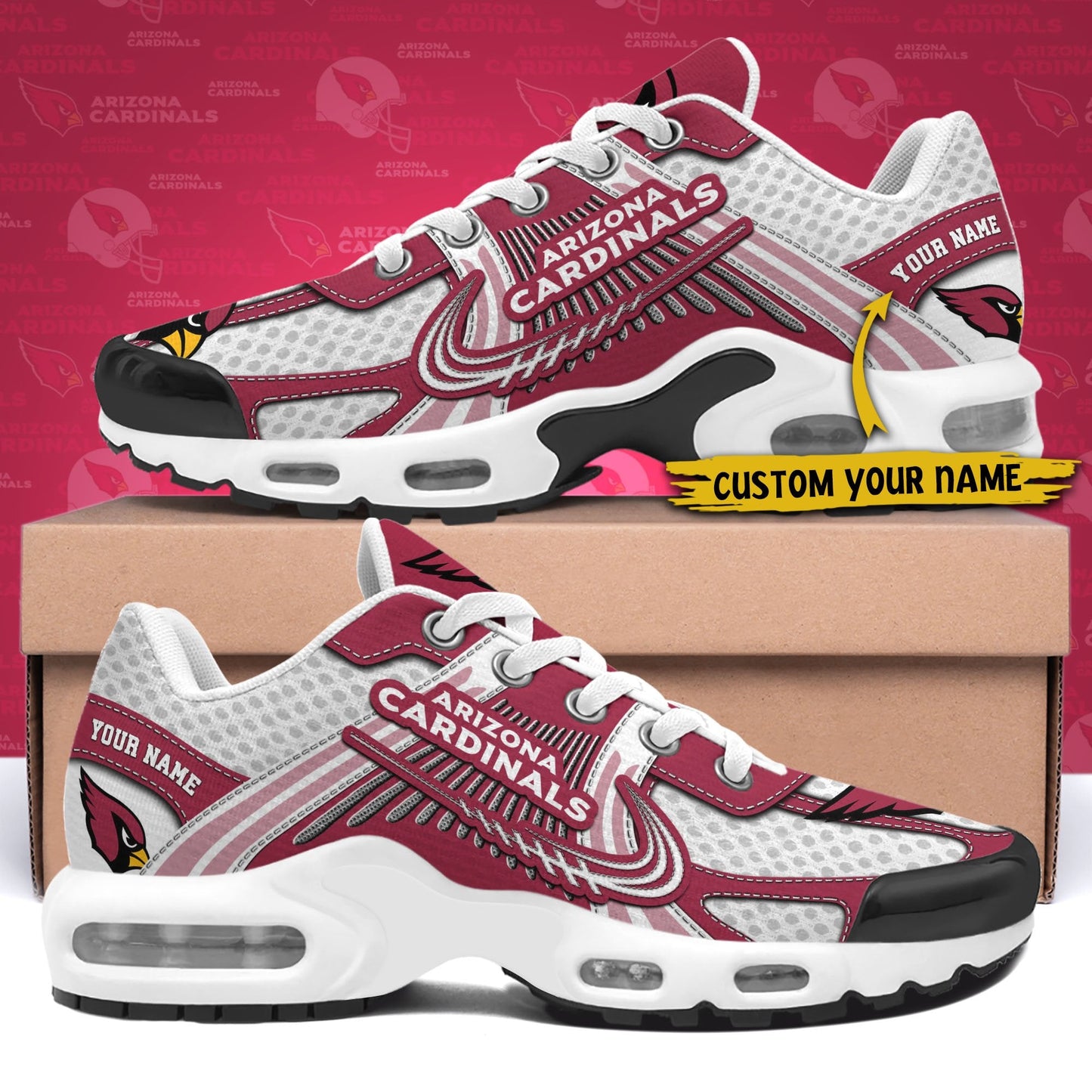 LIMITED EDITION - NEW CUSTOMIZED NFL20 ARC ARIZONA CARDINALS UNISEX AIR MAX PLUS SNEAKERS
