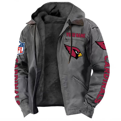 LIMITED EDITION - NEW CUSTOMIZED NFL20 ARC ARIZONA CARDINALS HOODED CARDIGAN JACKET