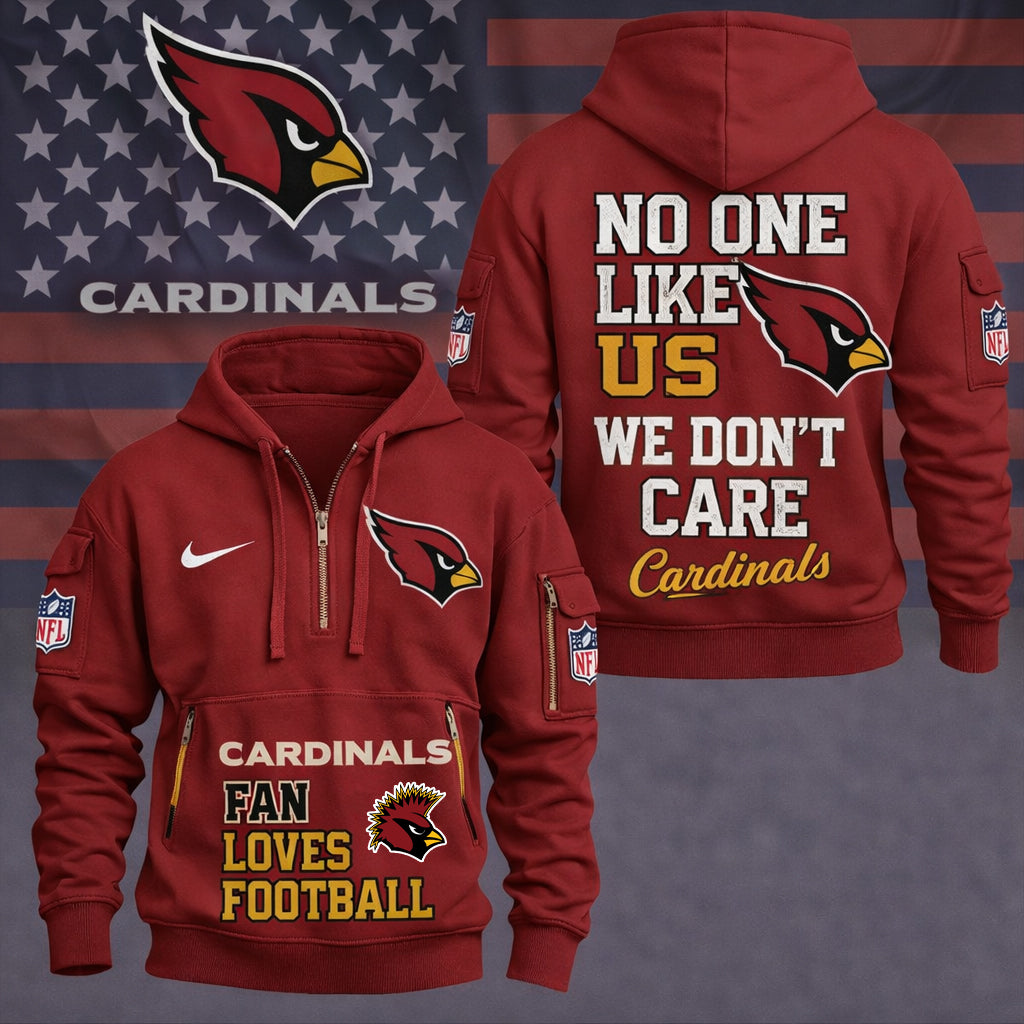 LIMITED EDITION - NEW CUSTOMIZED NFL20 ARC ARIZONA CARDINALS QUARTER ZIP HOODIE