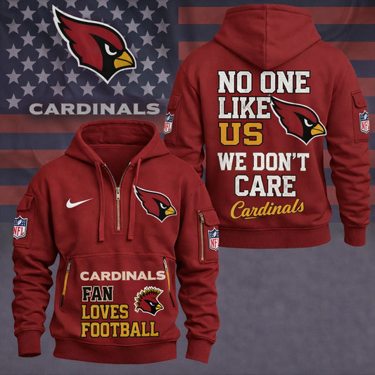 LIMITED EDITION - NEW CUSTOMIZED NFL20 ARC ARIZONA CARDINALS QUARTER ZIP HOODIE