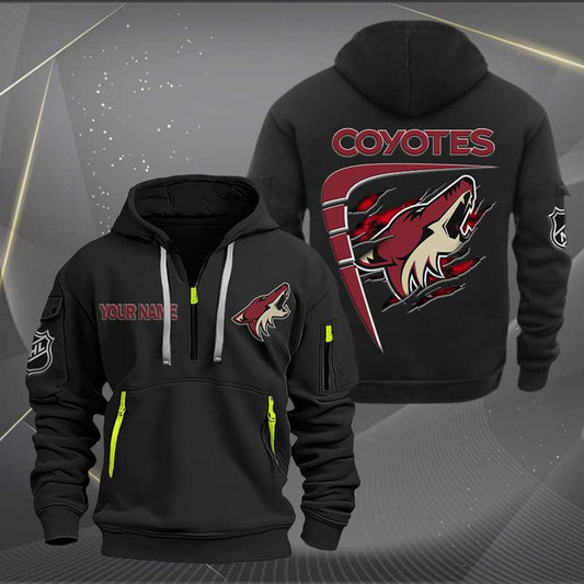 LIMITED EDITION - NEW CUSTOMIZED NHL30 AZC ARIZONA COYOTES QUARTER ZIP HOODIE