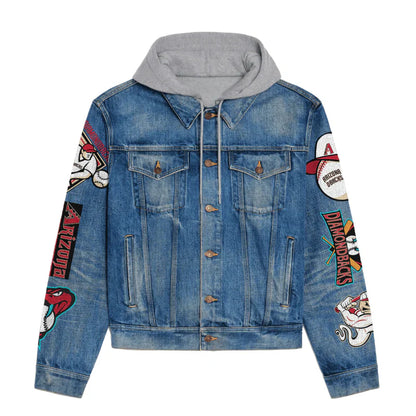 LIMITED EDITION - NEW CUSTOMIZED MLB07 ADS ARIZONA DIAMONDBACKS HOODED DENIM JACKET