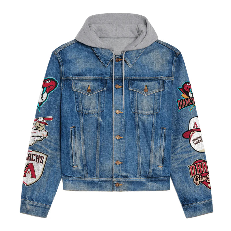 LIMITED EDITION - NEW CUSTOMIZED MLB07 ADS ARIZONA DIAMONDBACKS HOODED DENIM JACKET