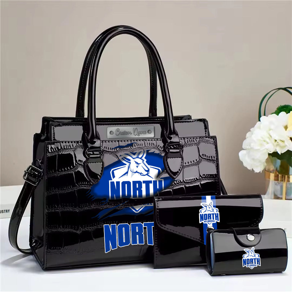 LIMITED EDITION - NEW 12 NMB PERSONALIZED EMBOSSED THREE-PIECE HANDBAG SET