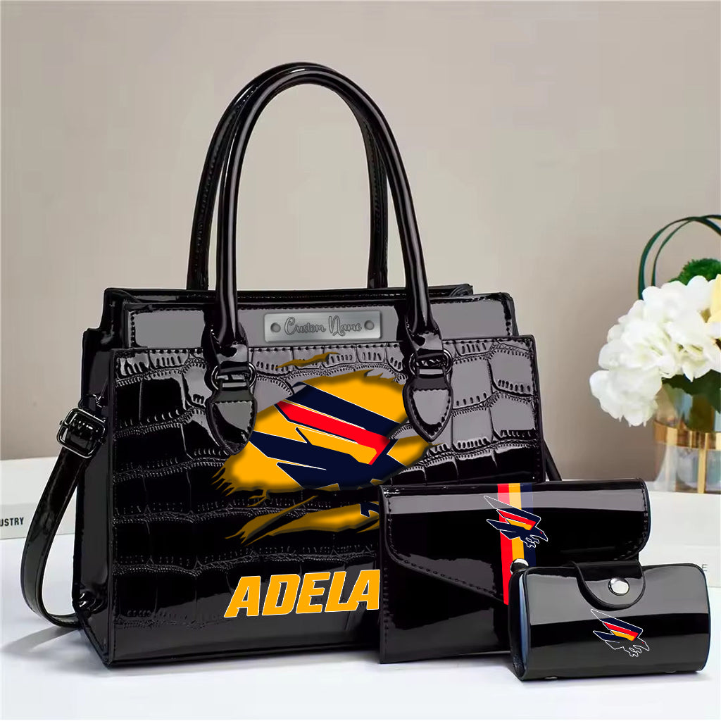 LIMITED EDITION - NEW 01 ALC PERSONALIZED EMBOSSED THREE-PIECE HANDBAG SET