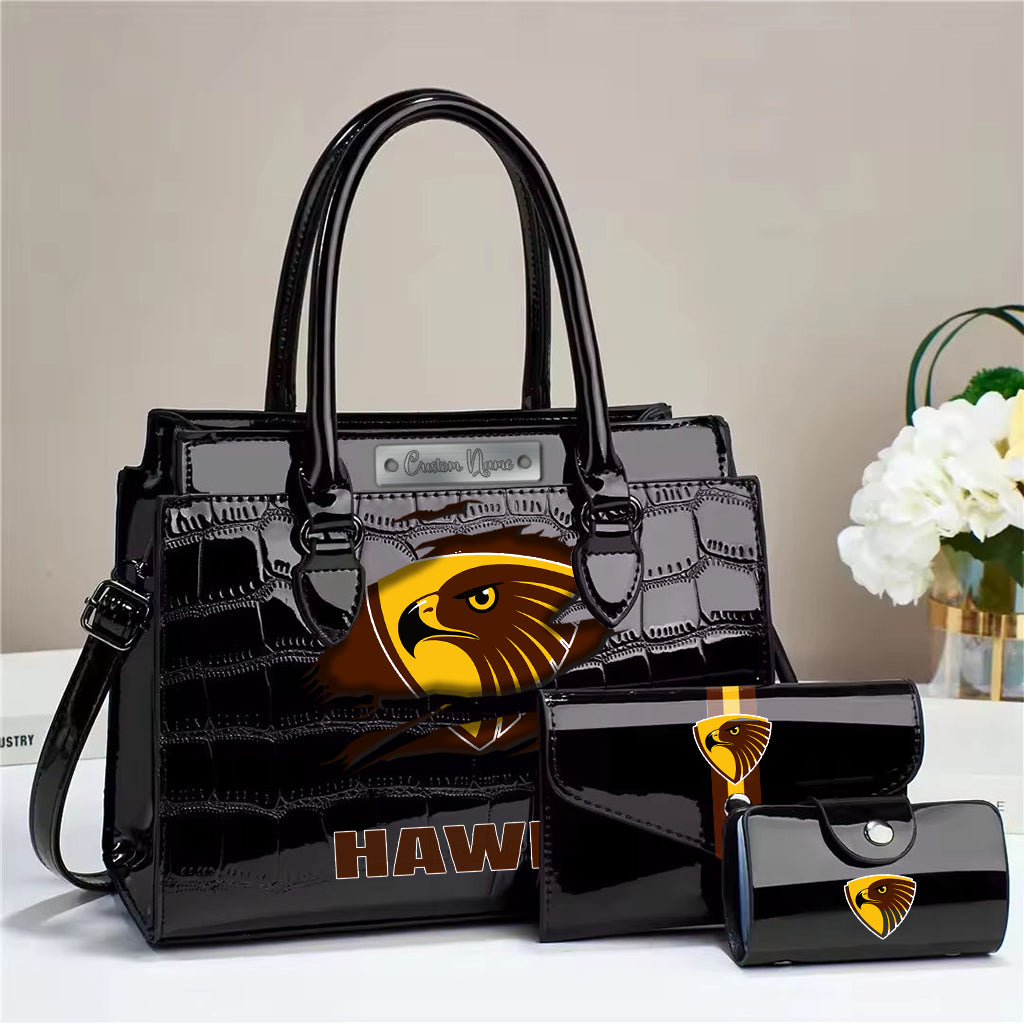 LIMITED EDITION - NEW 10 HTH PERSONALIZED EMBOSSED THREE-PIECE HANDBAG SET