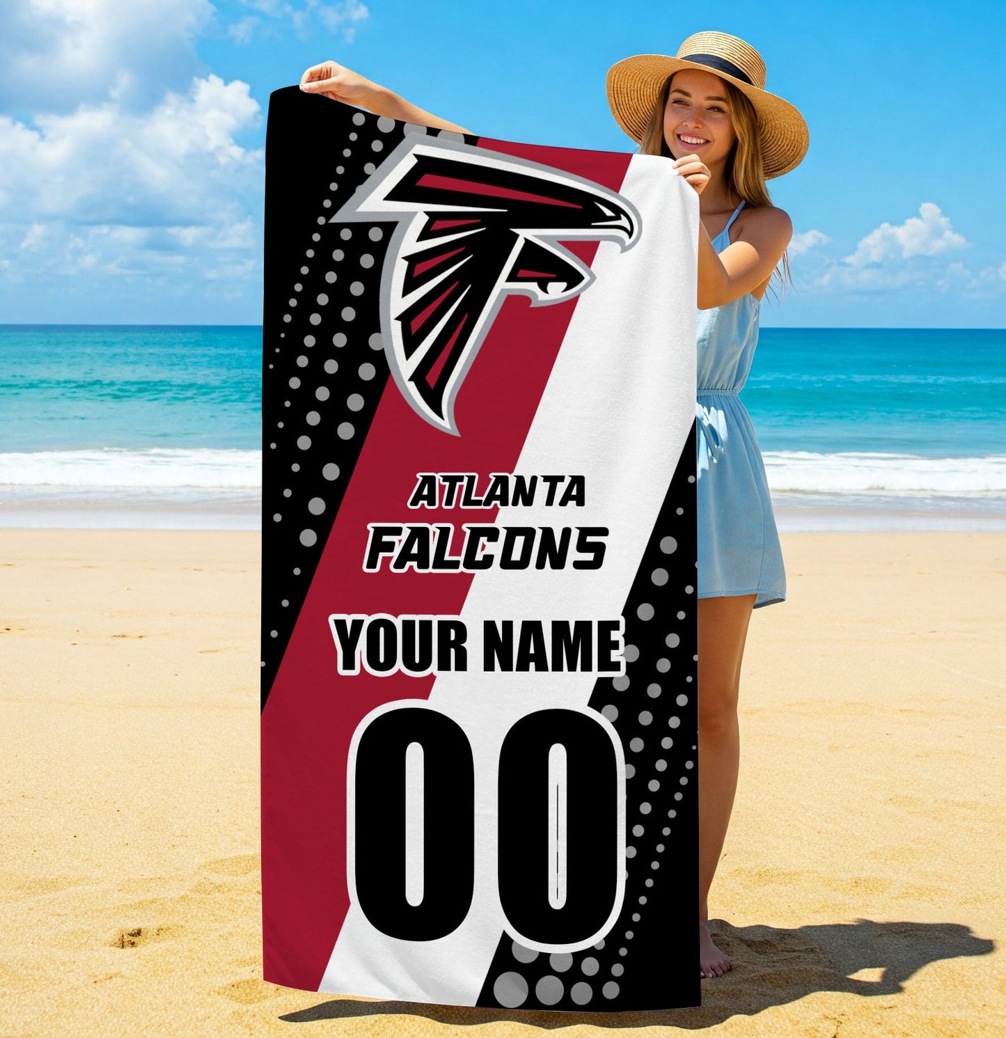 LIMITED EDITION - NEW CUSTOMIZED NFL18 ATF ATLANTA FALCONS BEACH & BATH TOWEL