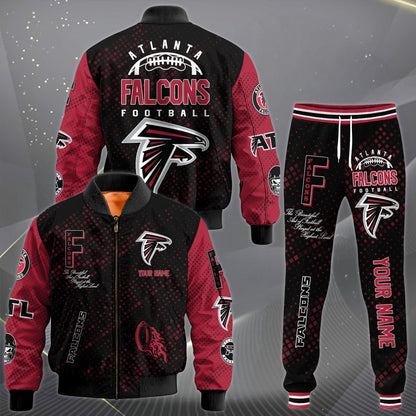 LIMITED EDITION - NEW CUSTOMIZED NFL18 ATF ATLANTA FALCONS SATIN VARSITY JACKET & LONG PANTS