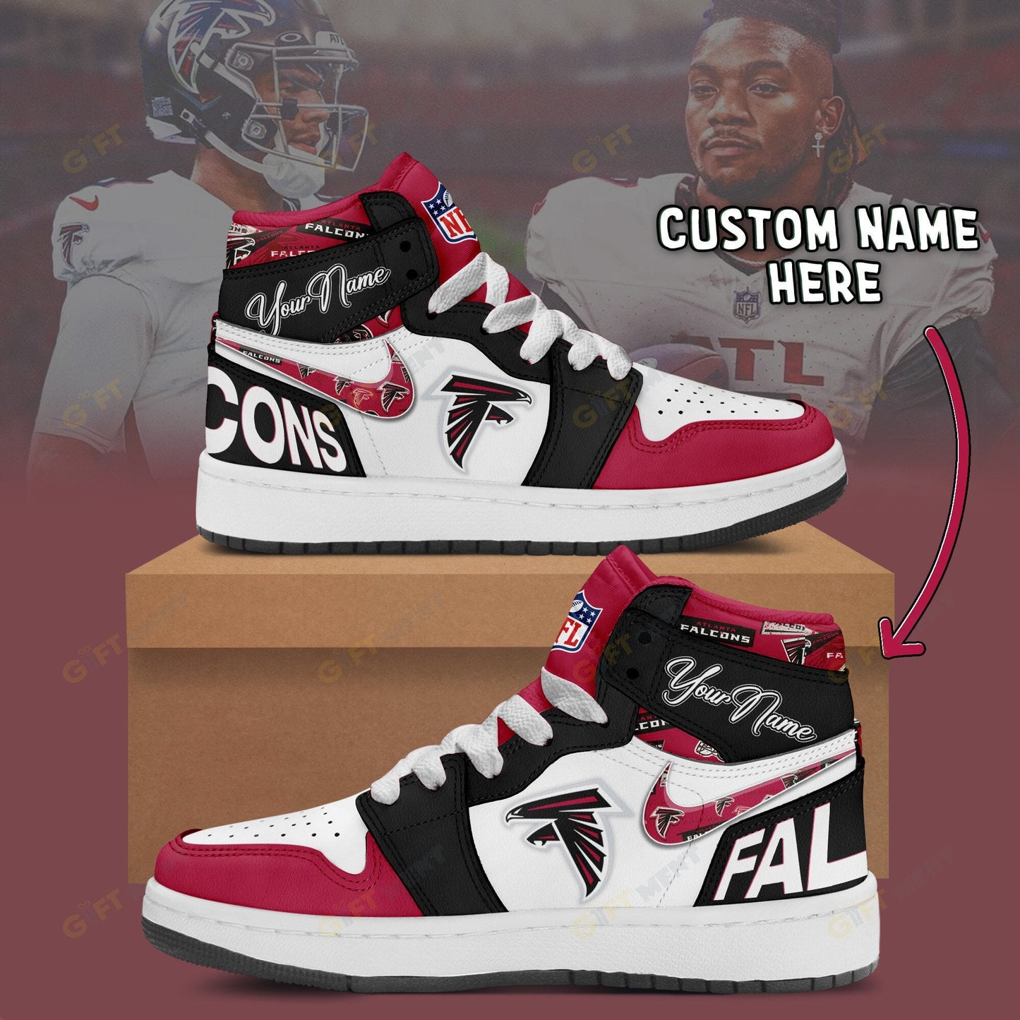 LIMITED EDITION - NEW CUSTOMIZED NFL18 ATF ATLANTA FALCONS AIR JORDAN 1