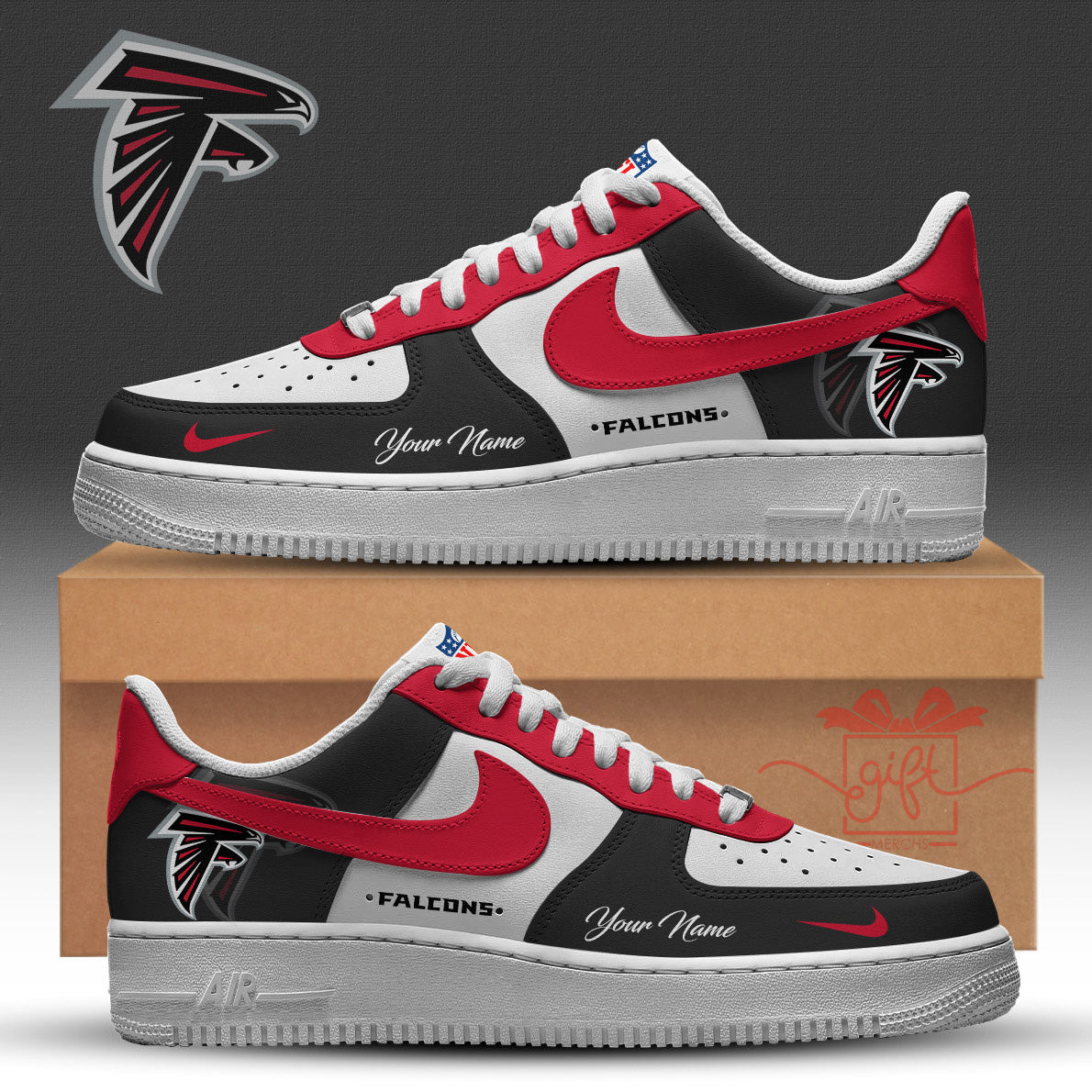 LIMITED EDITION - NEW CUSTOMIZED NFL18 ATF ATLANTA FALCONS AF1 SNEAKERS