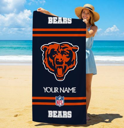 LIMITED EDITION - NEW CUSTOMIZED NFL26 CCB CHICAGO BEARS BEACH & BATH TOWEL (KIDS & ADULTS)