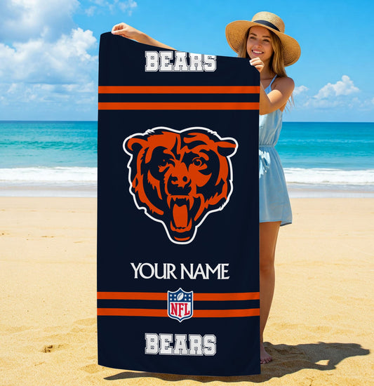 LIMITED EDITION - NEW CUSTOMIZED NFL26 CCB CHICAGO BEARS BEACH & BATH TOWEL (KIDS & ADULTS)