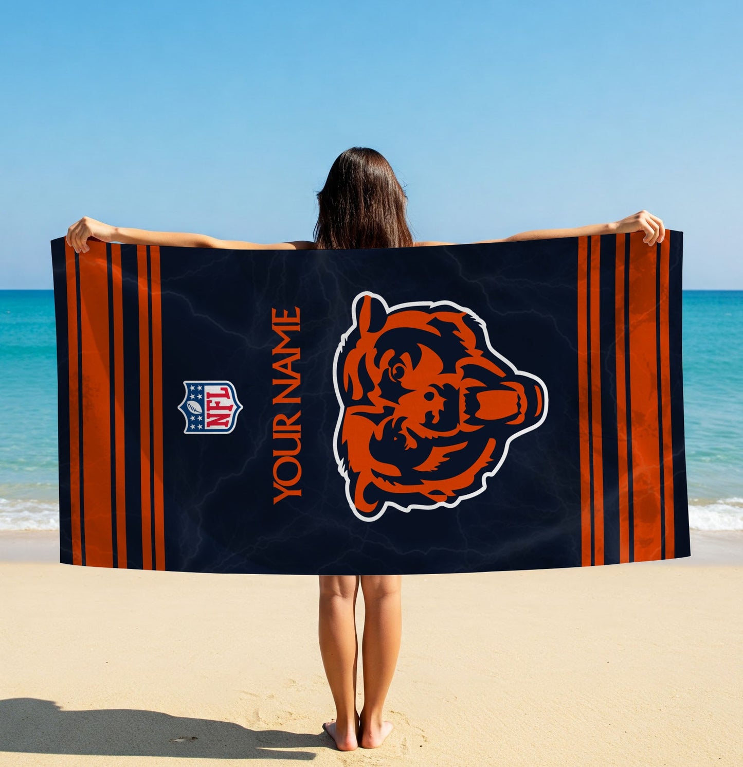 LIMITED EDITION - NEW CUSTOMIZED NFL26 CCB CHICAGO BEARS BEACH & BATH TOWEL (KIDS & ADULTS)