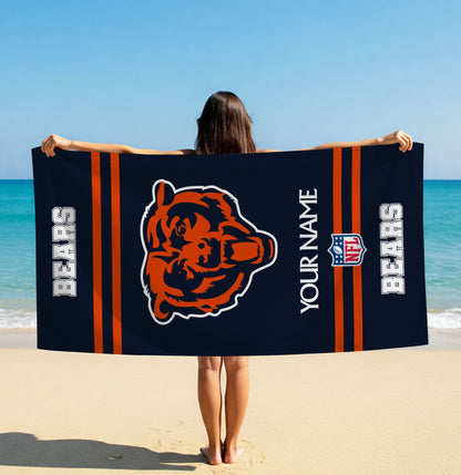 LIMITED EDITION - NEW CUSTOMIZED NFL26 CCB CHICAGO BEARS BEACH & BATH TOWEL (KIDS & ADULTS)