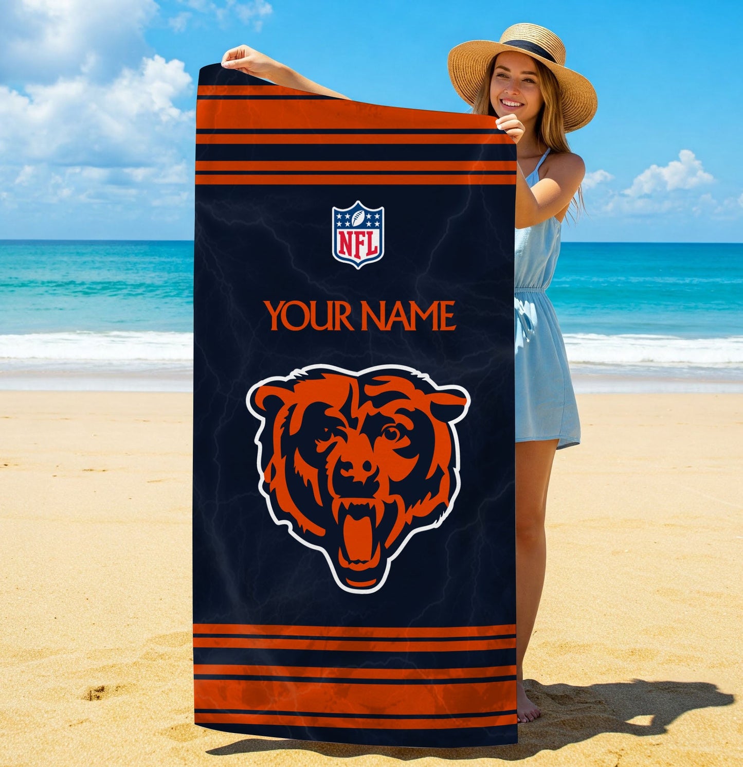 LIMITED EDITION - NEW CUSTOMIZED NFL26 CCB CHICAGO BEARS BEACH & BATH TOWEL (KIDS & ADULTS)