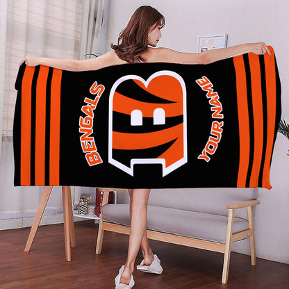LIMITED EDITION - NEW CUSTOMIZED NFL16 CCB CINCINNATI BENGALS BEACH & BATH TOWEL