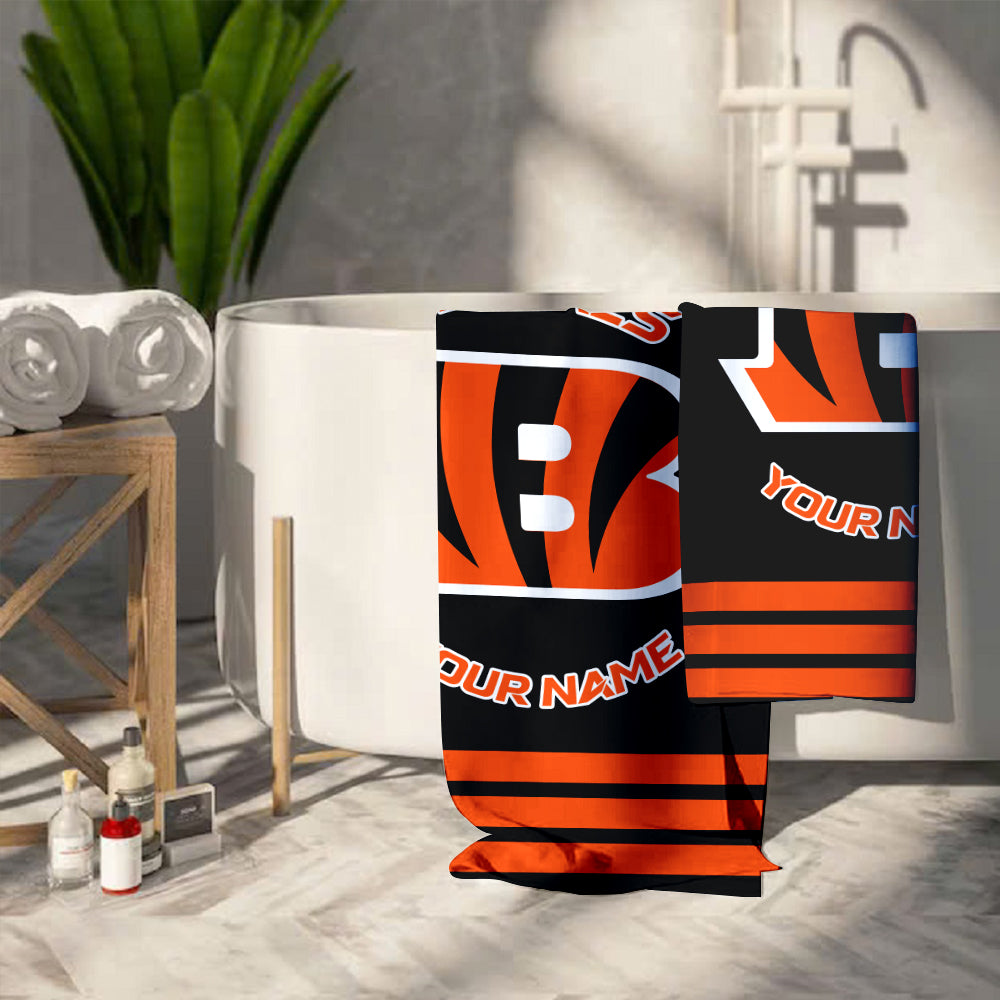 LIMITED EDITION - NEW CUSTOMIZED NFL16 CCB CINCINNATI BENGALS BEACH & BATH TOWEL