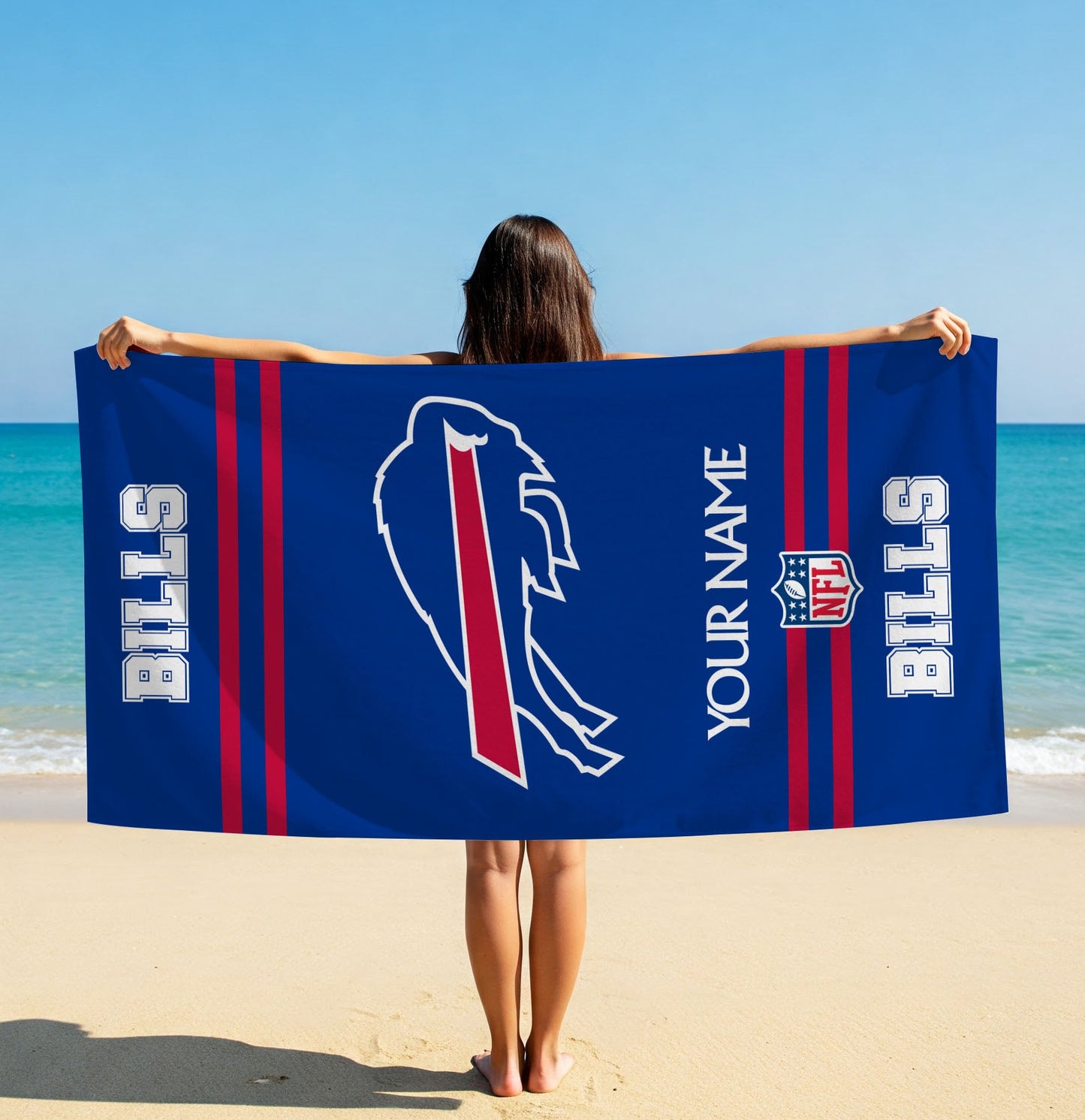 LIMITED EDITION - NEW CUSTOMIZED NFL03 BFB BUFFALO BILLS BEACH & BATH TOWEL (KIDS & ADULTS)