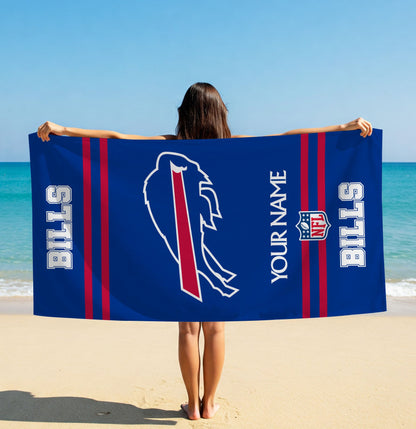 LIMITED EDITION - NEW CUSTOMIZED NFL03 BFB BUFFALO BILLS BEACH & BATH TOWEL (KIDS & ADULTS)