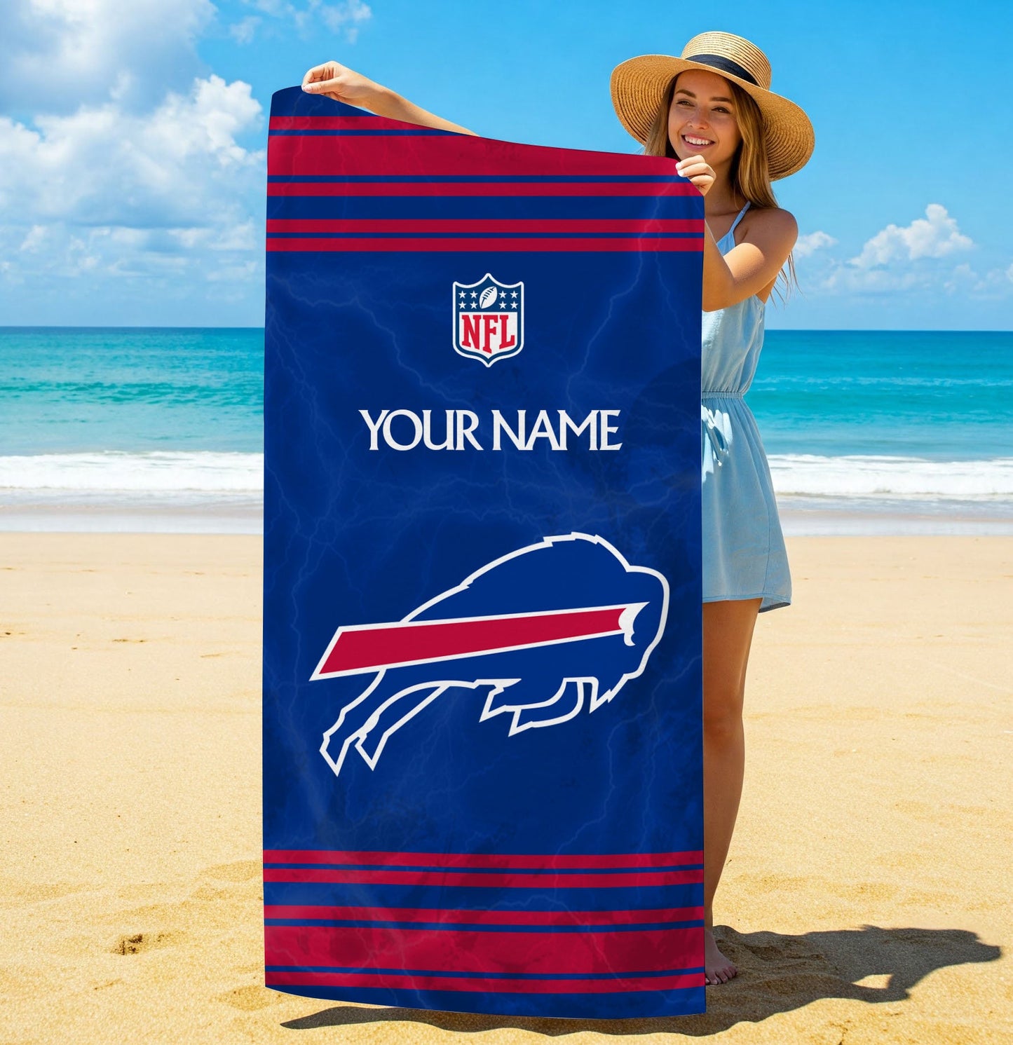 LIMITED EDITION - NEW CUSTOMIZED NFL03 BFB BUFFALO BILLS BEACH & BATH TOWEL (KIDS & ADULTS)