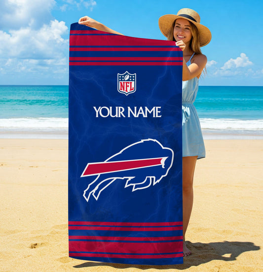 LIMITED EDITION - NEW CUSTOMIZED NFL03 BFB BUFFALO BILLS BEACH & BATH TOWEL (KIDS & ADULTS)