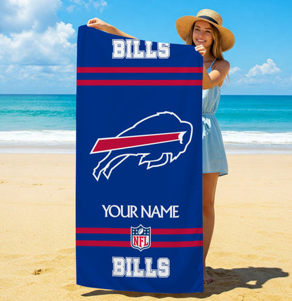 LIMITED EDITION - NEW CUSTOMIZED NFL03 BFB BUFFALO BILLS BEACH & BATH TOWEL (KIDS & ADULTS)