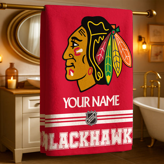 LIMITED EDITION - NEW CUSTOMIZED NHL08 CBH CHICAGO BLACKHAWKS BEACH & BATH TOWEL