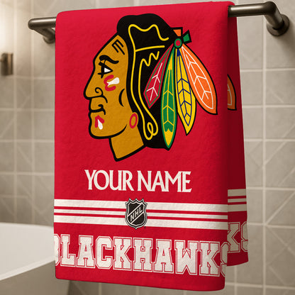 LIMITED EDITION - NEW CUSTOMIZED NHL08 CBH CHICAGO BLACKHAWKS BEACH & BATH TOWEL