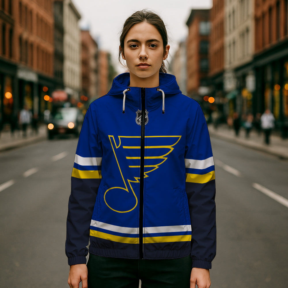 LIMITED EDITION - NEW CUSTOMIZED NHL14 SLB ST. LOUIS BLUES WINDBREAKER JACKET
