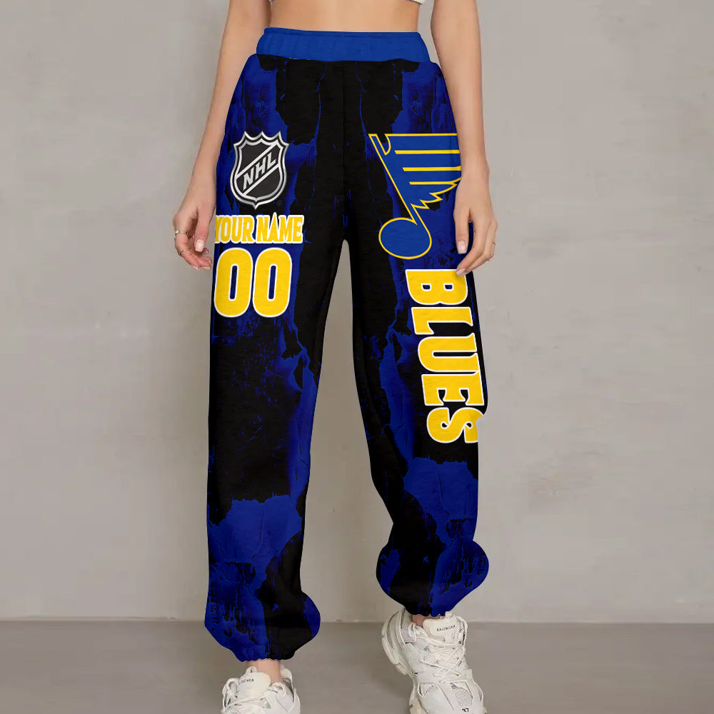 LIMITED EDITION - NEW CUSTOMIZED NHL14 SLB ST. LOUIS BLUES LONG PANTS