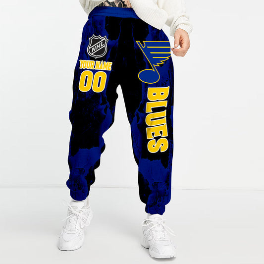 LIMITED EDITION - NEW CUSTOMIZED NHL14 SLB ST. LOUIS BLUES LONG PANTS