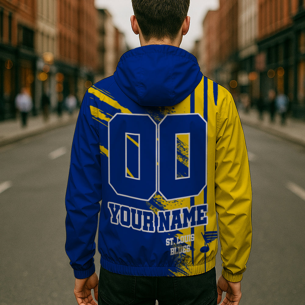 LIMITED EDITION - NEW CUSTOMIZED NHL14 SLB ST. LOUIS BLUES WINDBREAKER JACKET