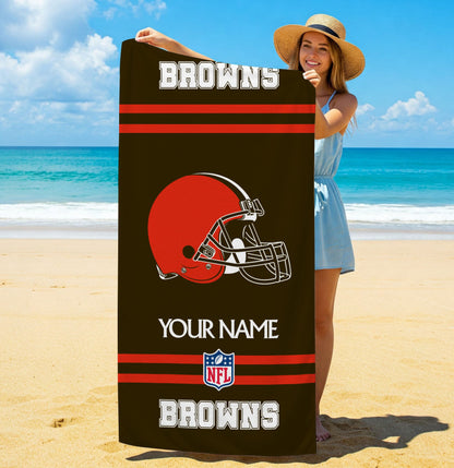LIMITED EDITION - NEW CUSTOMIZED NFL29 CLB CLEVELAND BROWNS BEACH & BATH TOWEL (KIDS & ADULTS)