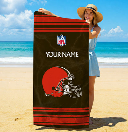 LIMITED EDITION - NEW CUSTOMIZED NFL29 CLB CLEVELAND BROWNS BEACH & BATH TOWEL (KIDS & ADULTS)