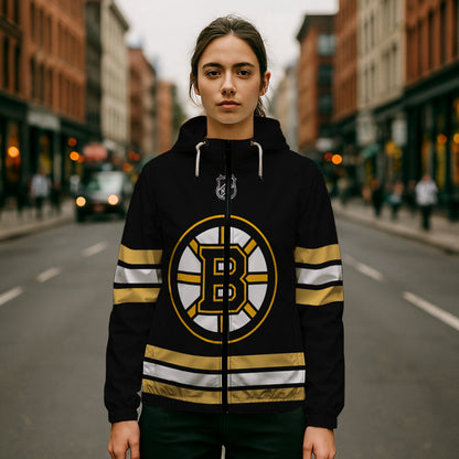 LIMITED EDITION - NEW CUSTOMIZED NHL02 BTB BOSTON BRUINS WINDBREAKER JERSEY JACKET