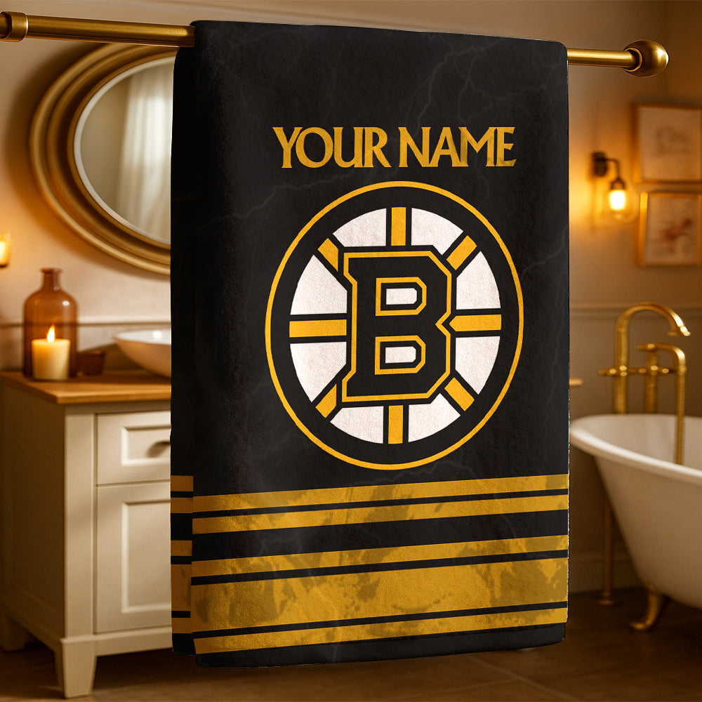 LIMITED EDITION - NEW CUSTOMIZED NHL02 BTB BOSTON BRUINS BEACH & BATH TOWEL