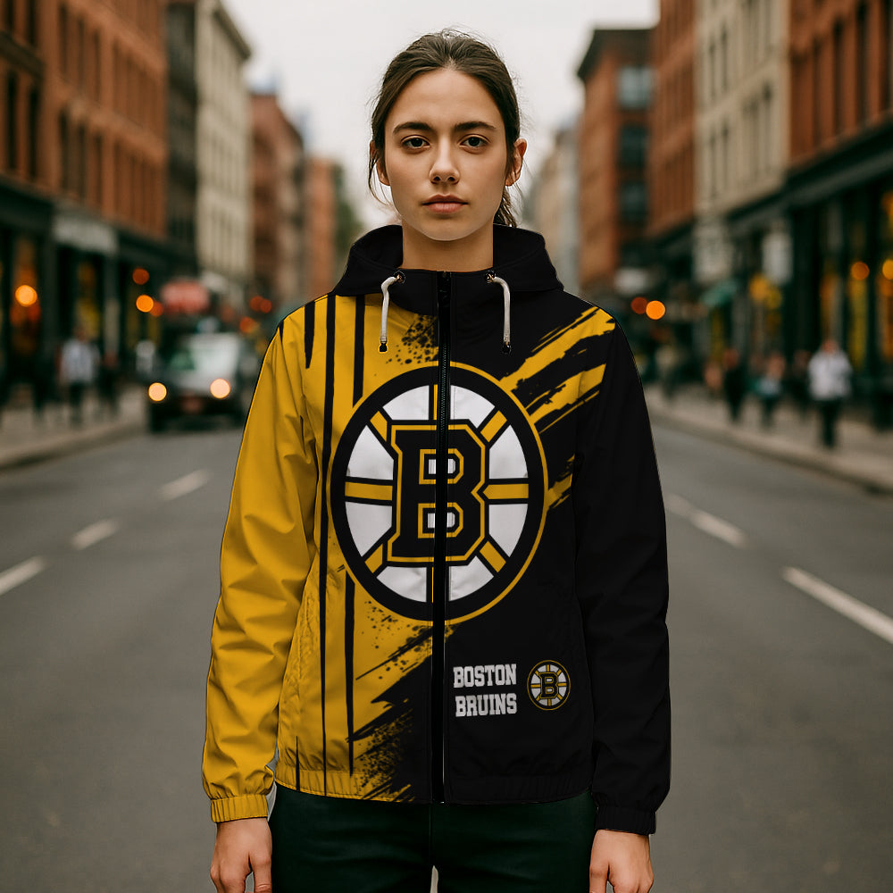 LIMITED EDITION - NEW CUSTOMIZED NHL02 BTB BOSTON BRUINS WINDBREAKER JACKET