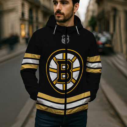 LIMITED EDITION - NEW CUSTOMIZED NHL02 BTB BOSTON BRUINS WINDBREAKER JERSEY JACKET