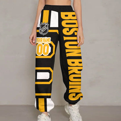 LIMITED EDITION - NEW CUSTOMIZED NHL02 BTB BOSTON BRUINS LONG PANTS