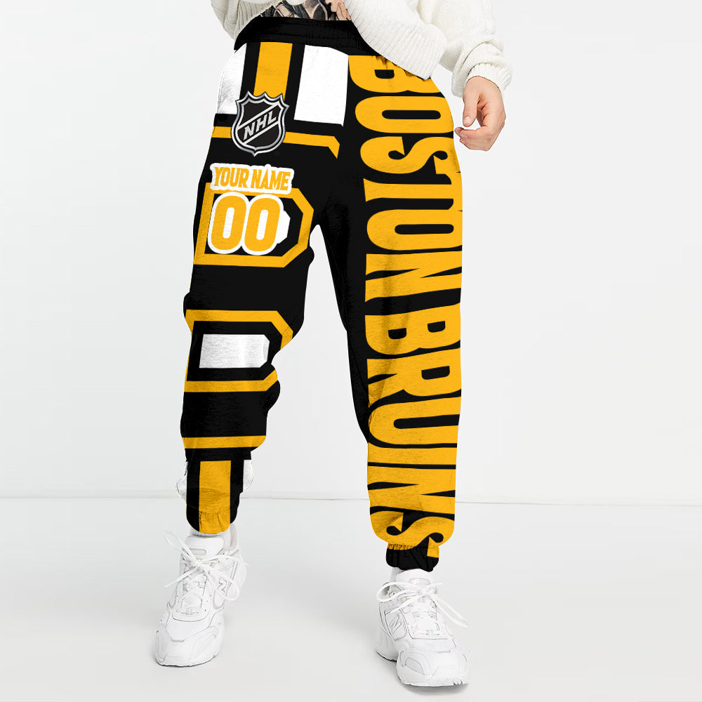 LIMITED EDITION - NEW CUSTOMIZED NHL02 BTB BOSTON BRUINS LONG PANTS