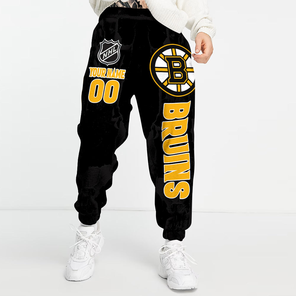 LIMITED EDITION - NEW CUSTOMIZED NHL02 BTB BOSTON BRUINS LONG PANTS