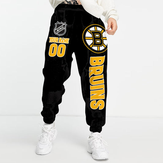 LIMITED EDITION - NEW CUSTOMIZED NHL02 BTB BOSTON BRUINS LONG PANTS